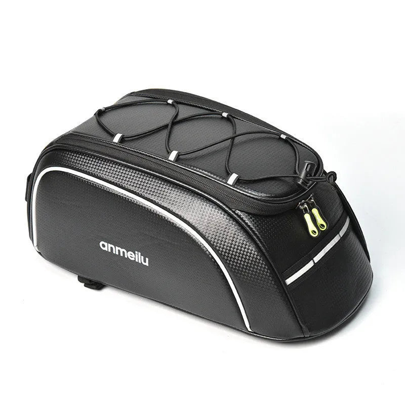 Waterproof black bicycle rear rack bag with 8-litre capacity