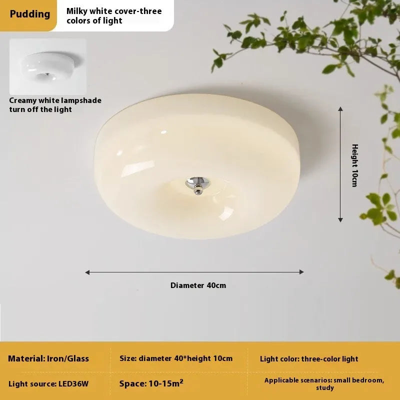 American style three-colour ceiling lamp for bedrooms in cream or white, 30cm and 40cm sizes