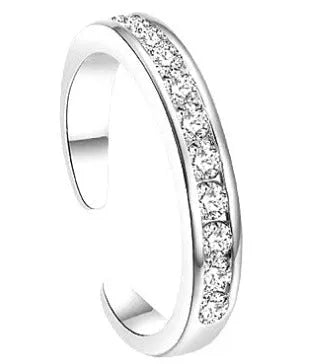 Silver open foot ring for women with adjustable opening bow shape and English letter detail