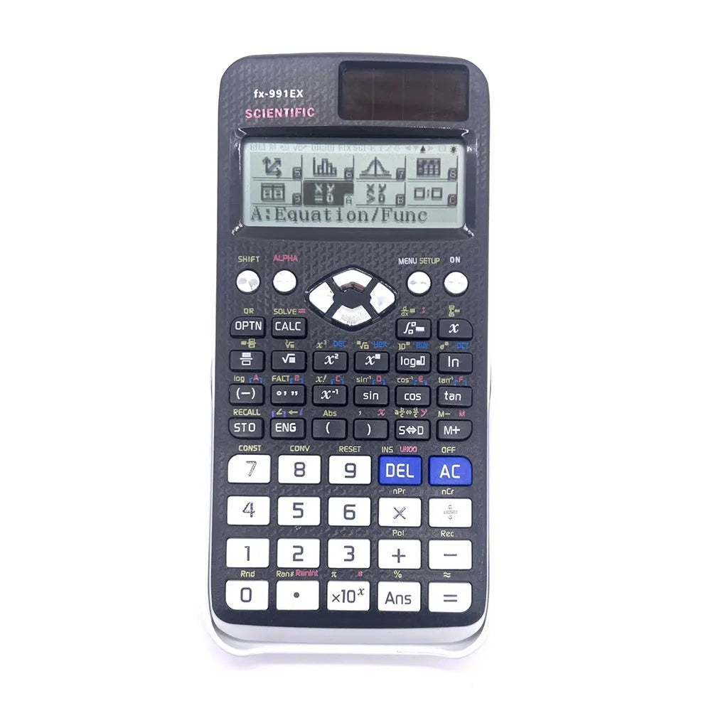Casio 991EX solar-powered scientific calculator in black, blue or pink colours