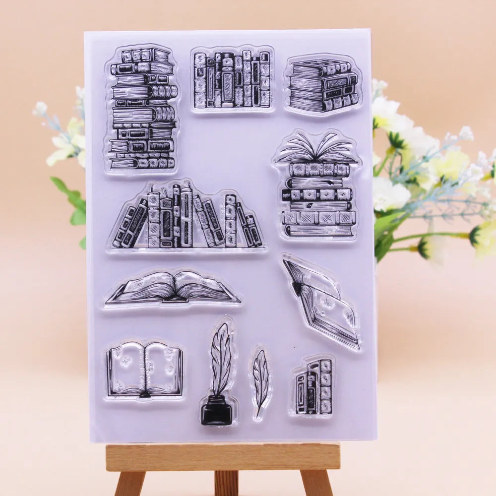 Transparent silicone stamp with adhesive backing measuring 11cm by 16cm for paper craft