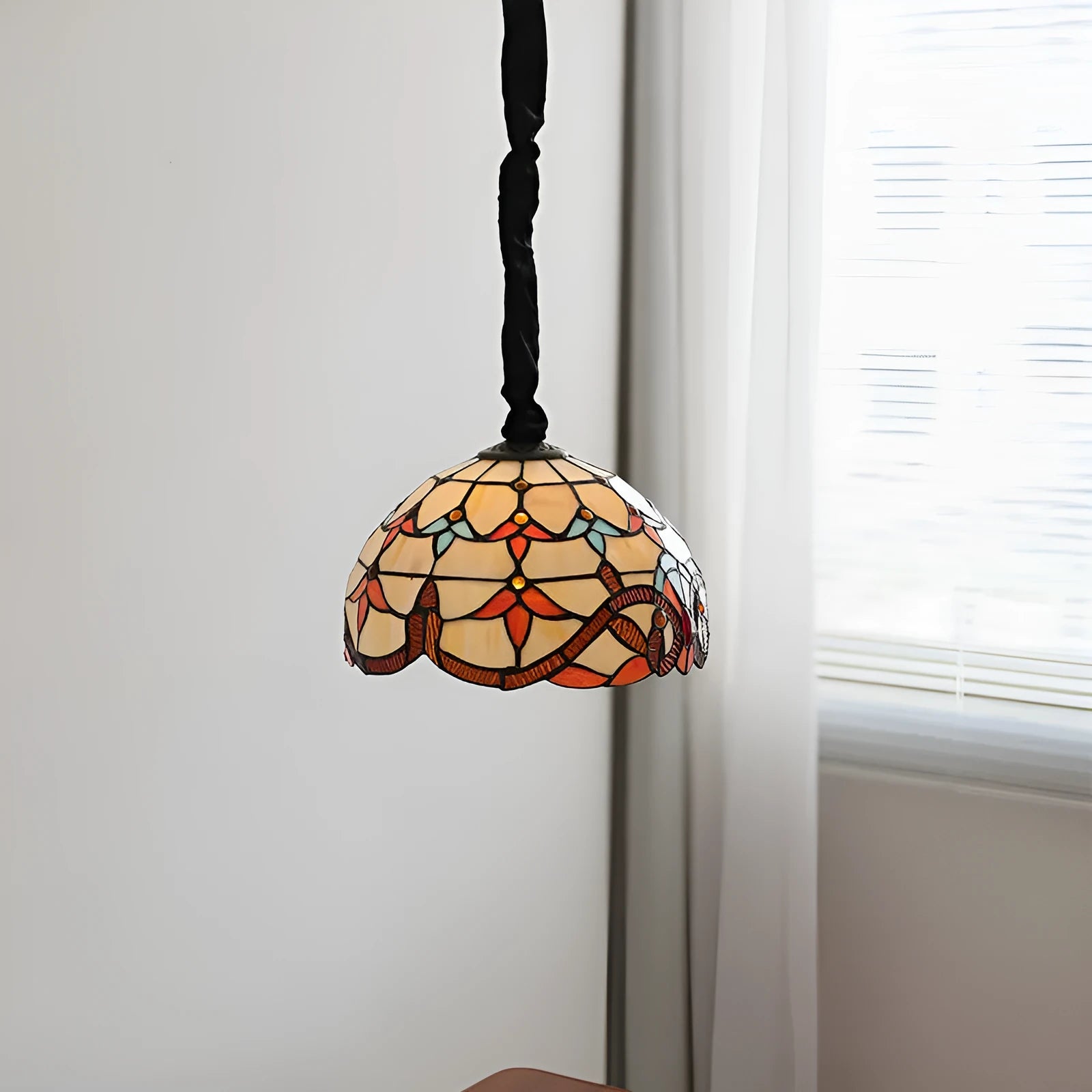 Handwoven glass Mediterranean pendant lamp with ABS and hardware chassis for bedroom or dining room
