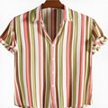 Men's short-sleeved shirt with a digital printed pattern in lightweight polyester fabric.