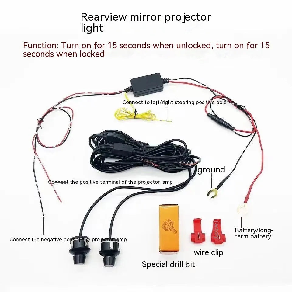 Car rearview mirror angel wings projection courtesy lamp with aluminium housing and white LED light