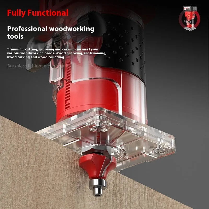 Brushless 21V lithium battery trimmer for woodworking engraving, bare metal model