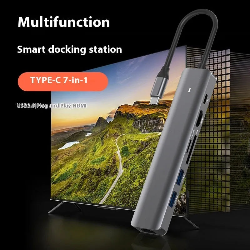 LQT-LH07 7-in-1 USB hub and card reader for laptops and computers