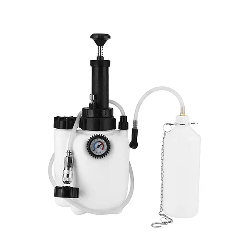 White 3-litre brake fluid reservoir tool with hose, dimensions 41cm long, for vehicle maintenance