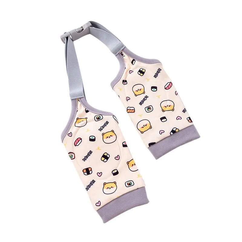 Adjustable dog knee protector sleeve with elbow padding and matching scarf in blue, grey or yellow colours