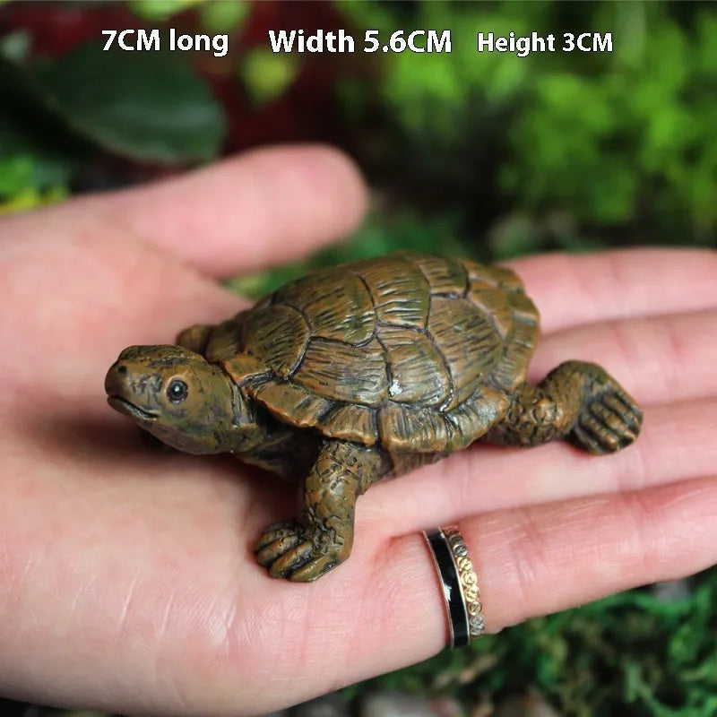 Realistic green and brown resin turtle garden ornament for miniature landscapes