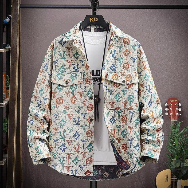 Casual long-sleeve lapel shirt coat in a blue colour with a straight hem.