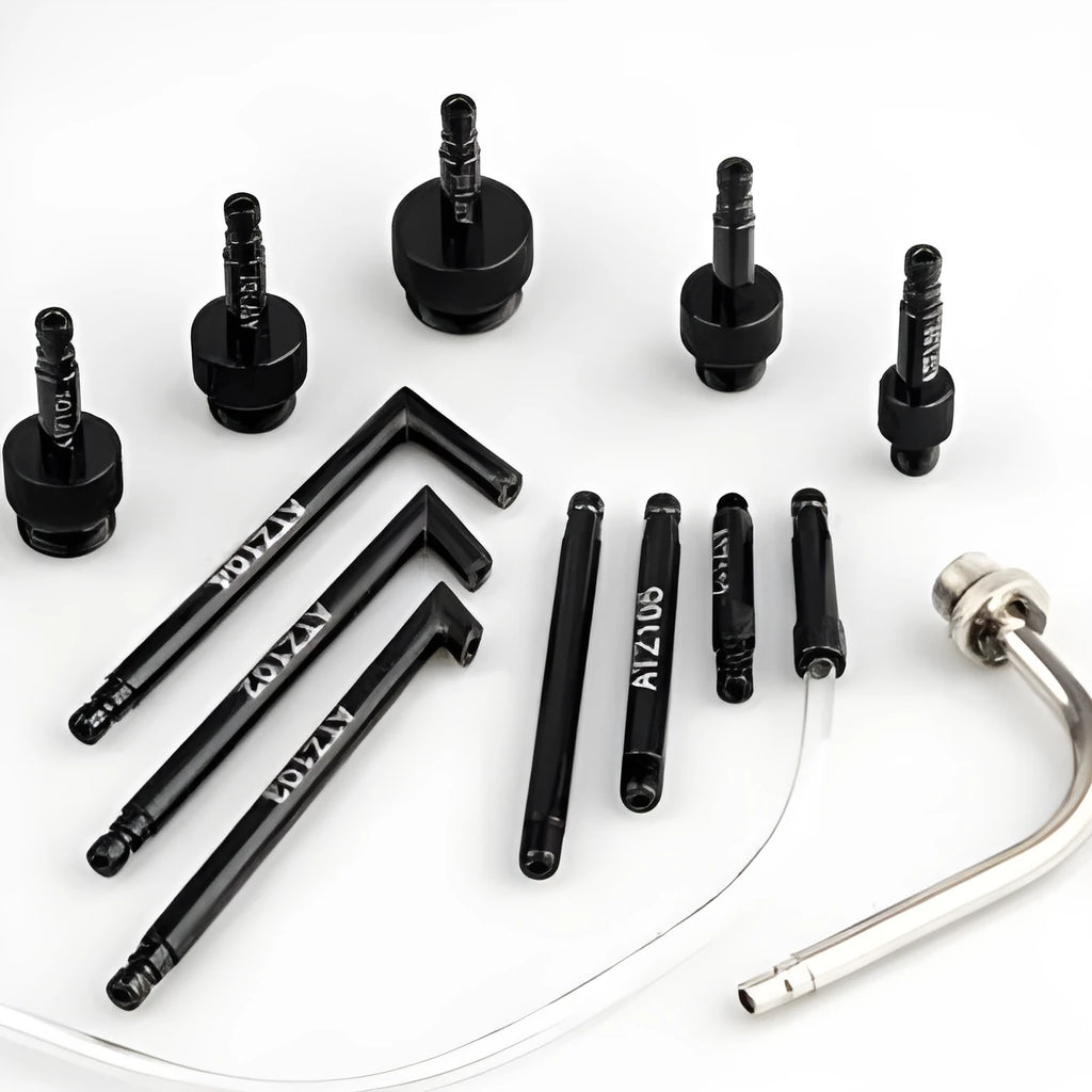 13-piece manual transmission oil refuelling kit with injector pump and connectors.