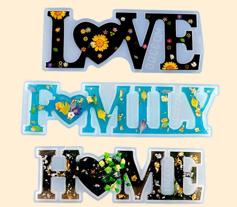 Silicone epoxy resin mould for crafting abrasive finish English word letters