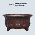 Square purple sand succulent bonsai pot with classical petal basin design, dimensions 37cm by 37cm by 20cm.