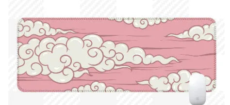 Large natural rubber desk mat with Japanese minimalist pattern on office desk