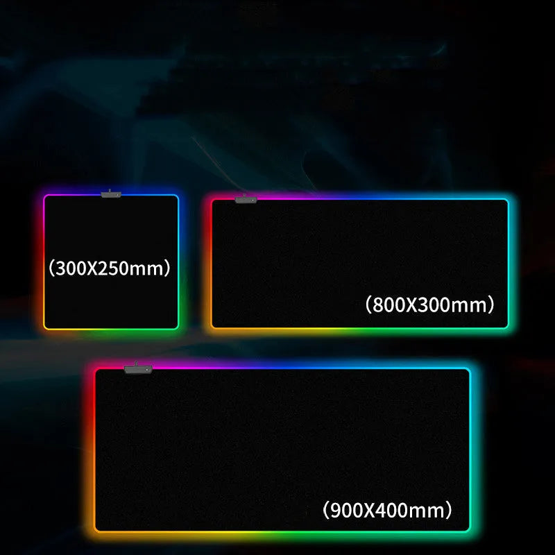 RGB luminous rubber mouse pad, 4.0mm thick, USB powered, in 900x400mm size with lit edge