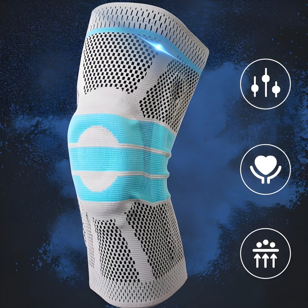 Sky blue silicone running basketball knee pads with elastic fibre construction