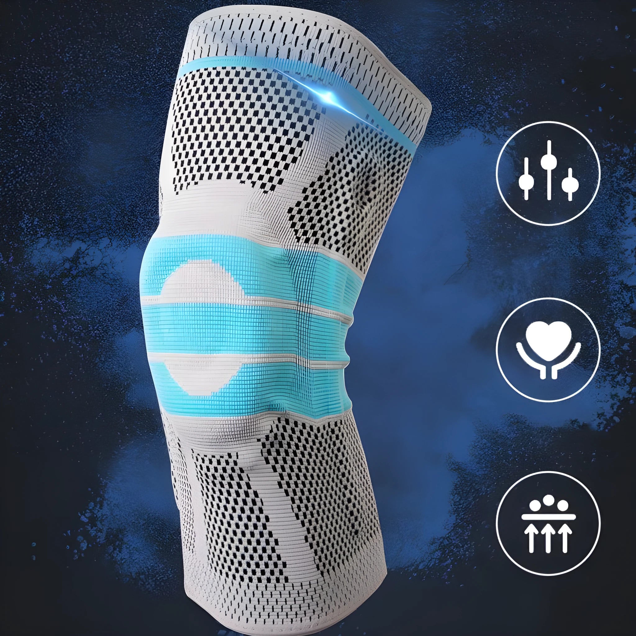 Sky blue silicone running basketball knee pads with elastic fibre construction