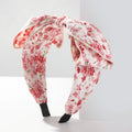 Floral French printed hair bow hair band in cloth with orchid and daisy design, pastoral style, one hair band