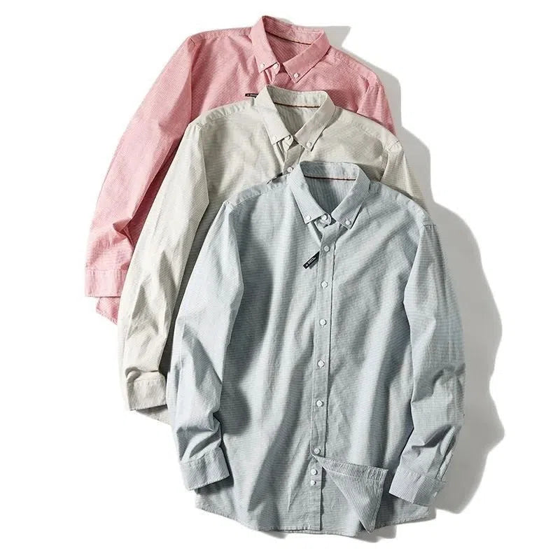 Men's washed cotton cardigan in solid colour with houndstooth pattern, available in green, khaki, red, sizes L to XXXXL