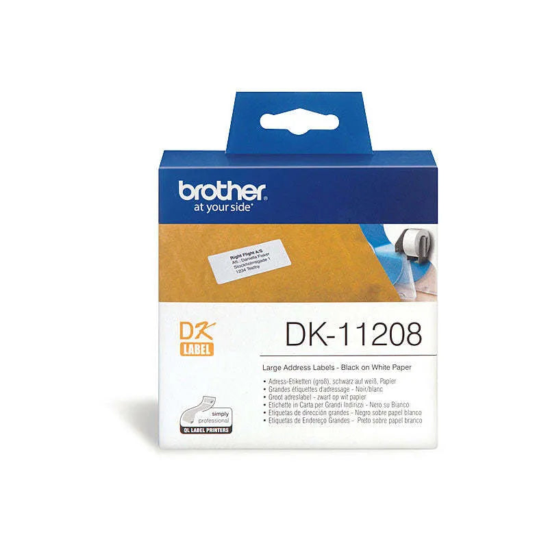 Roll of DK-11208 thermal label paper for QL series, 38mm x 90mm white adhesive tape