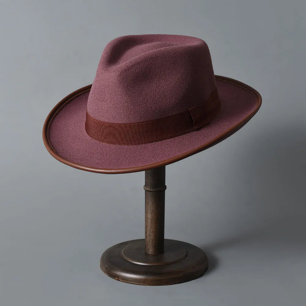 Unisex western cowboy sun hat wide brim satin finish monochrome stitching detail