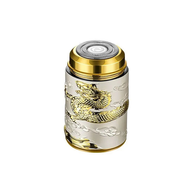 Rechargeable electric shaver with three-dimensional relief dragon pattern in Baijinlong Series colour