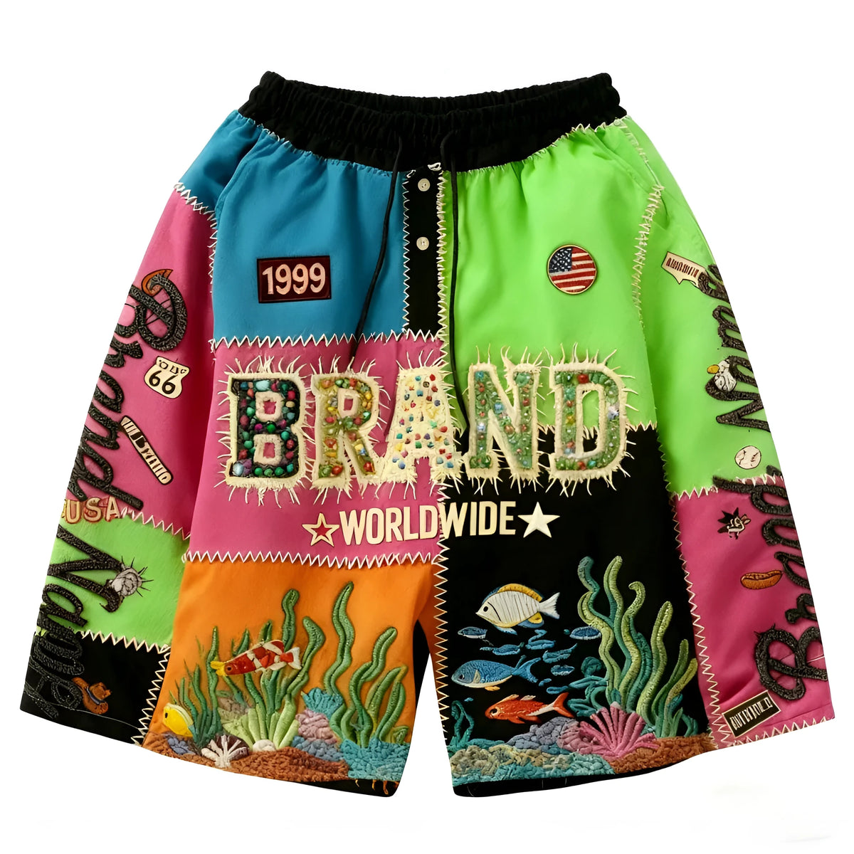 Men's printed sporty shorts with middle-waisted fit in multiple colour and size options
