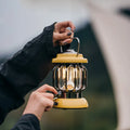 Sundial Yellow portable LED camping lantern with 5000mAh battery, Type-C charging, and dimmable 0-130Lm light output