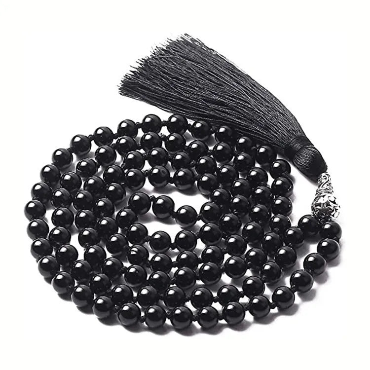 108-bead natural agate bracelet with round stones in ten colour options