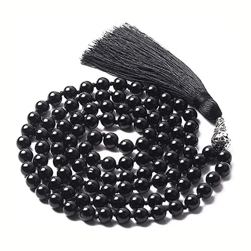 108-bead natural agate bracelet with round stones in ten colour options