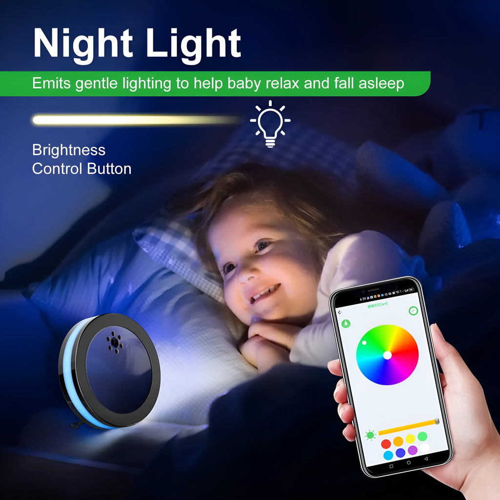 Black wireless smart surveillance camera with night vision and voice conversation on a desk
