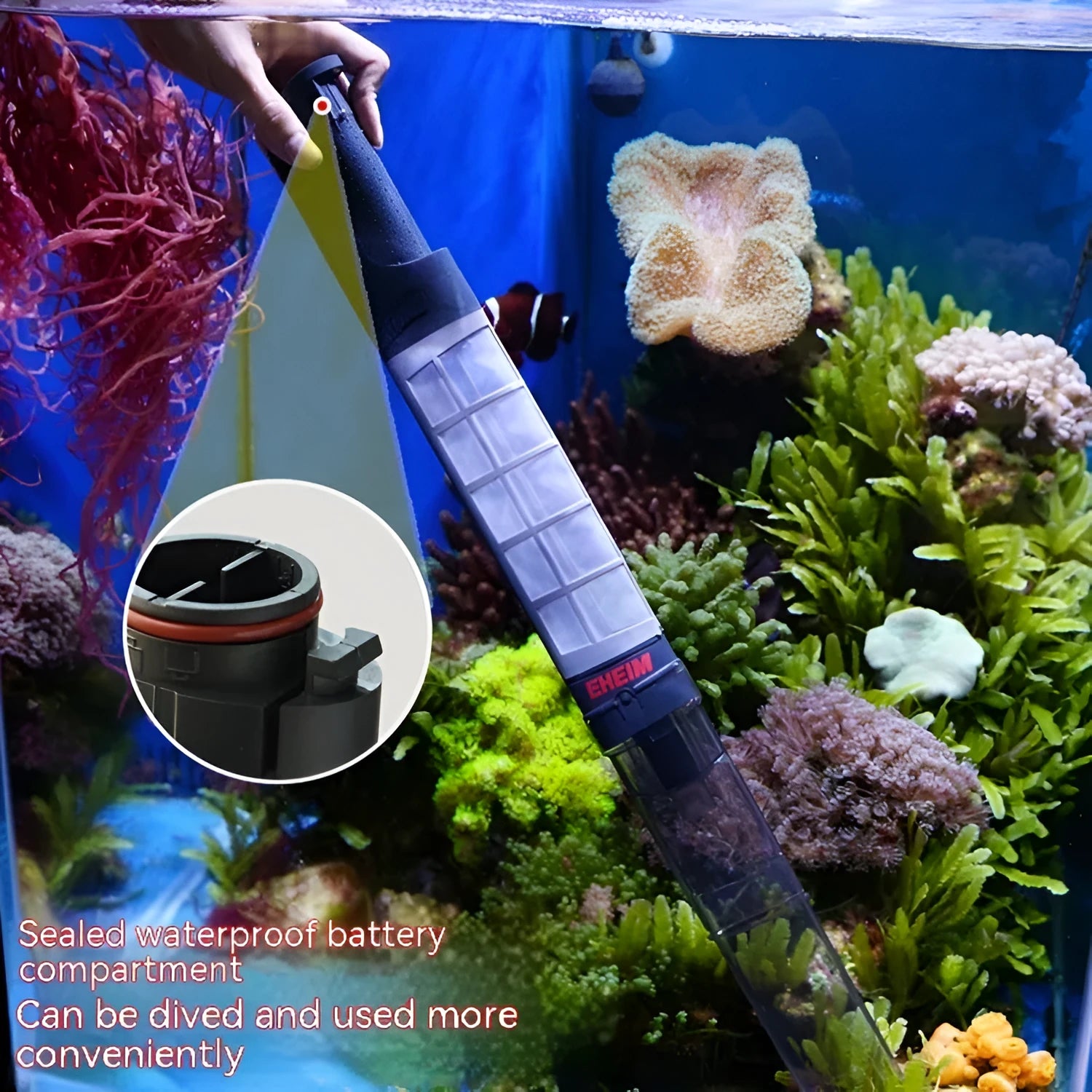 Ehan plastic electric sand washer for aquarium bottom cleaning, transparent black, 65cm long