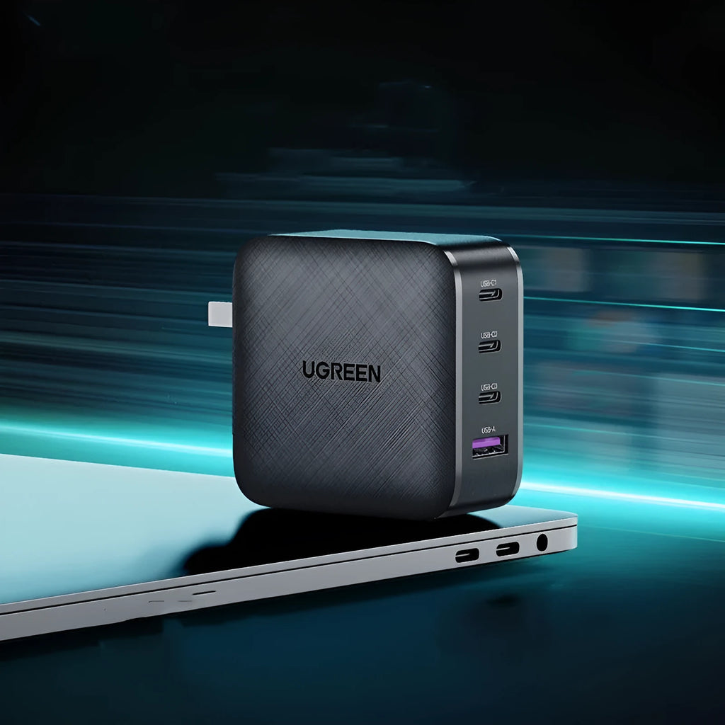 UGreen 65W GaN four-port PD charger with folding plug in black