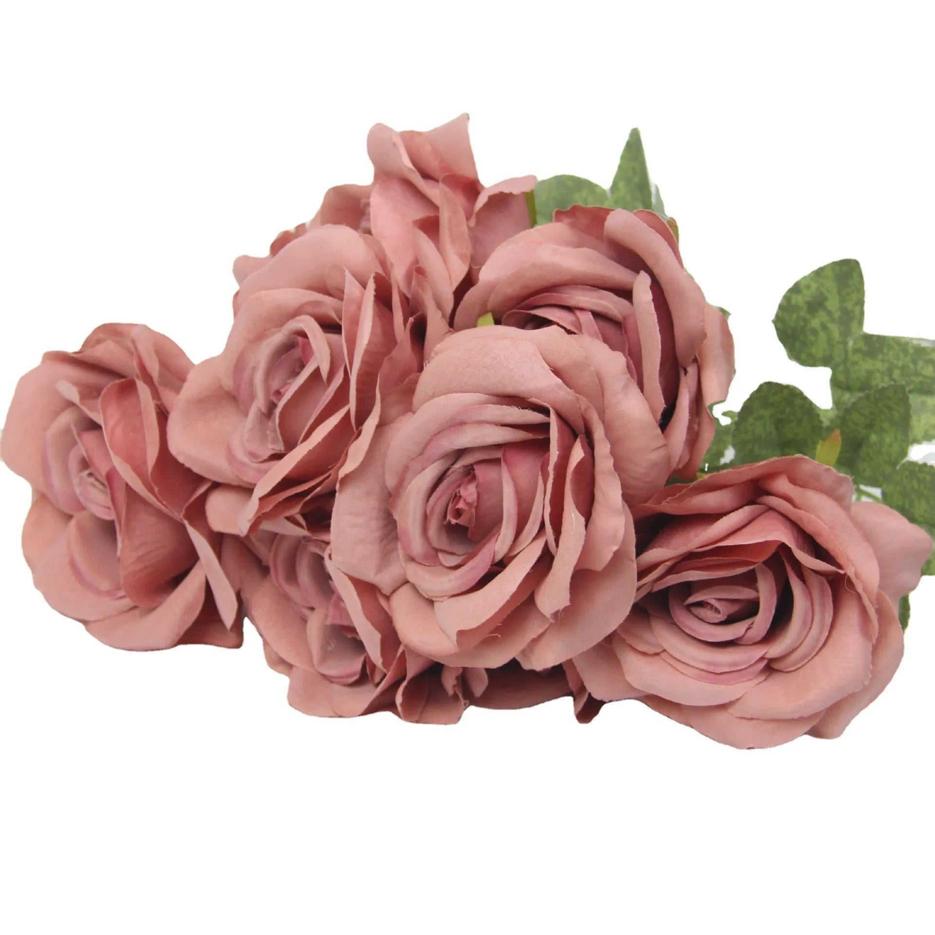 Silk simulation 10-head rose artificial bouquet 53cm tall in pink for wedding and home decoration