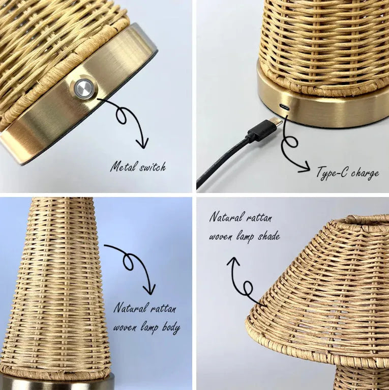 Gold alloy desk lamp with touch control and 3W LED light source on a tabletop