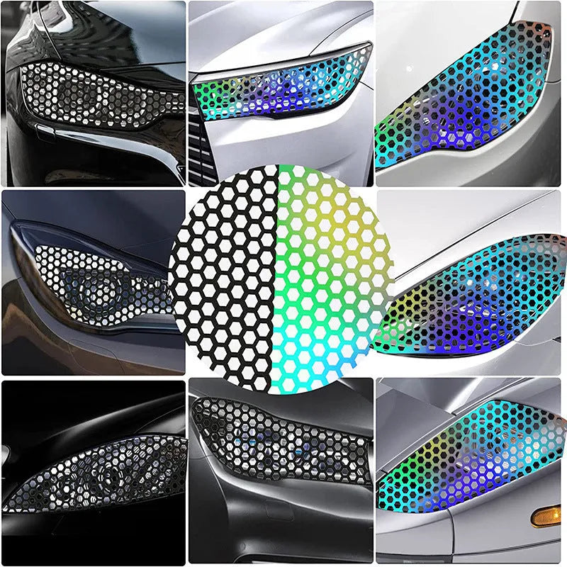 Car taillight honeycomb pattern adhesive sticker decorative appliqué 48x30cm