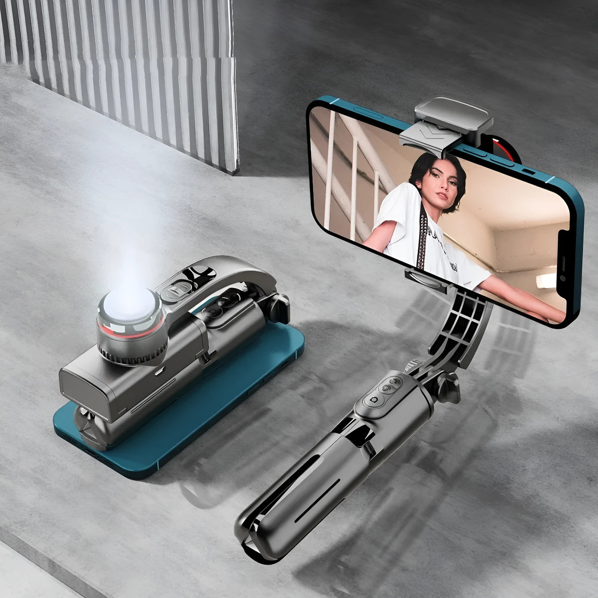 Mobile phone stabilizer hand-held tripod head single-axis ABS aluminium alloy black adjustable