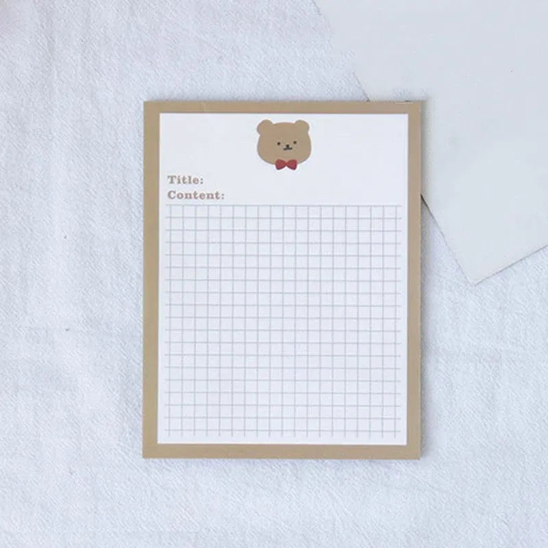 Avocado bear cartoon sticky note pad with 30 tear-off sheets in two size options