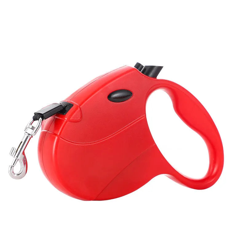 Automatic telescopic traction rope for pets in ABS, 140x168mm, with lock button and retractable cord, ten colours available