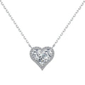 925 silver heart-shaped pendant necklace with cubic zirconia stone on white background