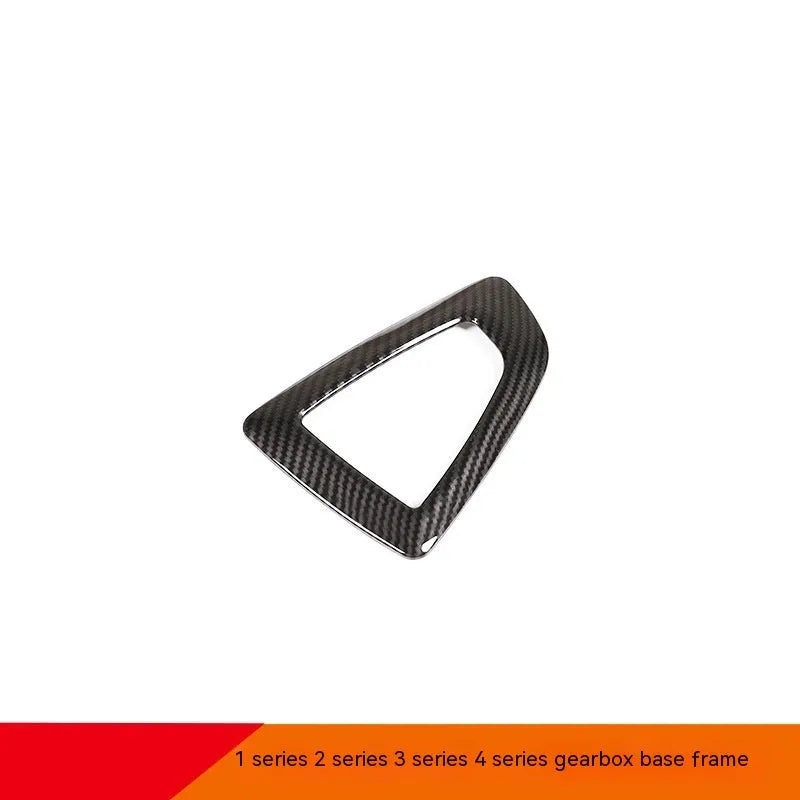 BMW carbon fibre pattern gear base frame for dashboard, left titanium colour, 13x9 cm.