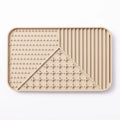 Silicone pet licking mat with suction cup backing in pink, grey and khaki colours