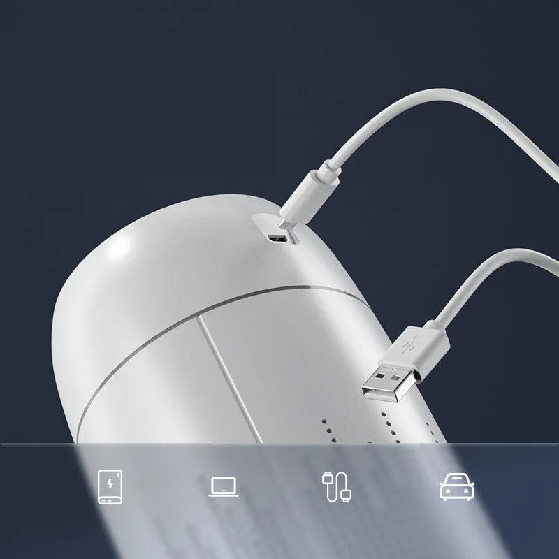 Round plastic household USB aromatherapy humidifier with colourful ambient light and single fog outlet