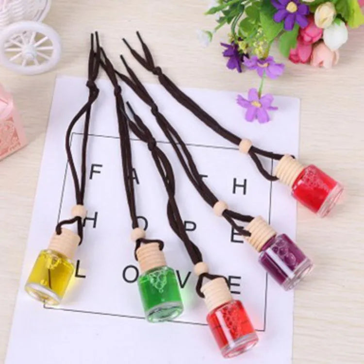 Glass bottle car air freshener hanging ornament with 55g scented gel