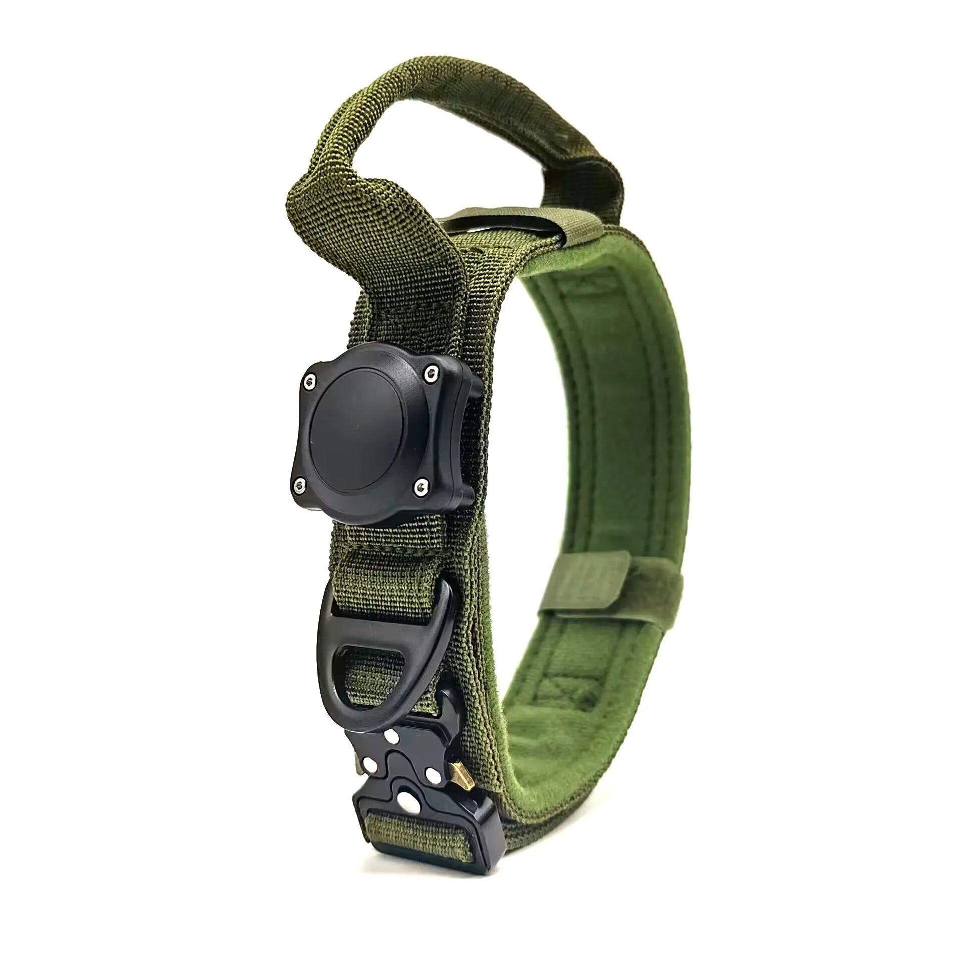 Tactical waterproof dog collar with positioning ring in Army Green colour on size L code
