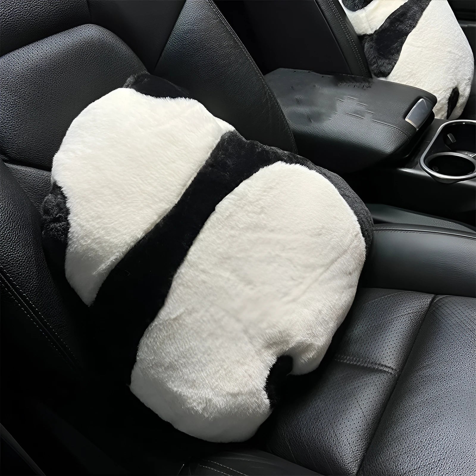 Cartoon panda pattern automotive waist cushion with plush material and PP cotton filler