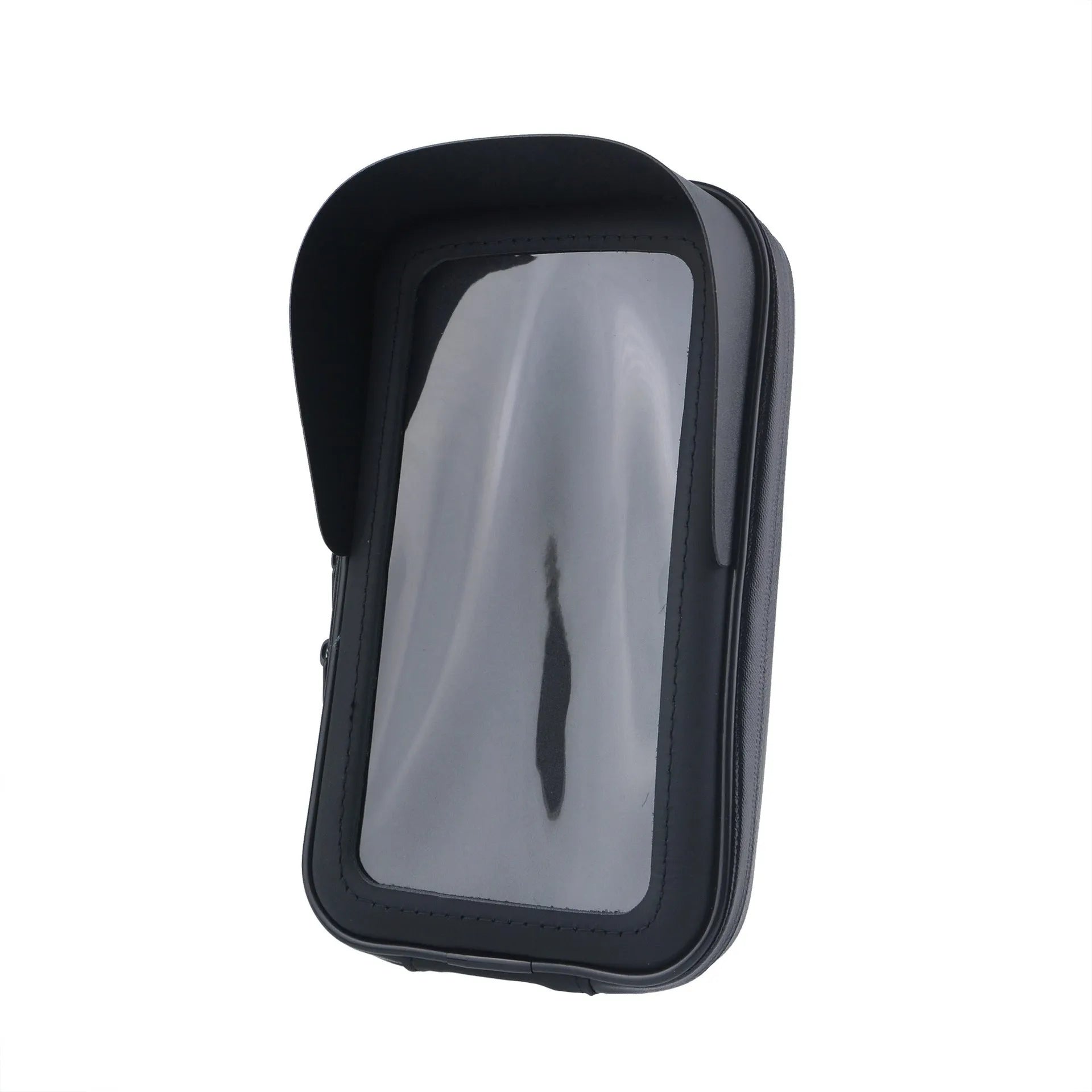 XL waterproof PU leather bicycle phone bag mounted on handlebars, showing sun visor and DFA colour options.