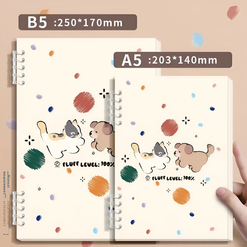 A5 thickened loose-leaf notebook with detachable coil, 60 sheets, 20.3x14.0 cm, cute cover style