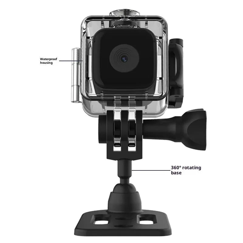 SQ28 Black waterproof outdoor HD sports camera with ABS body and waterproof case