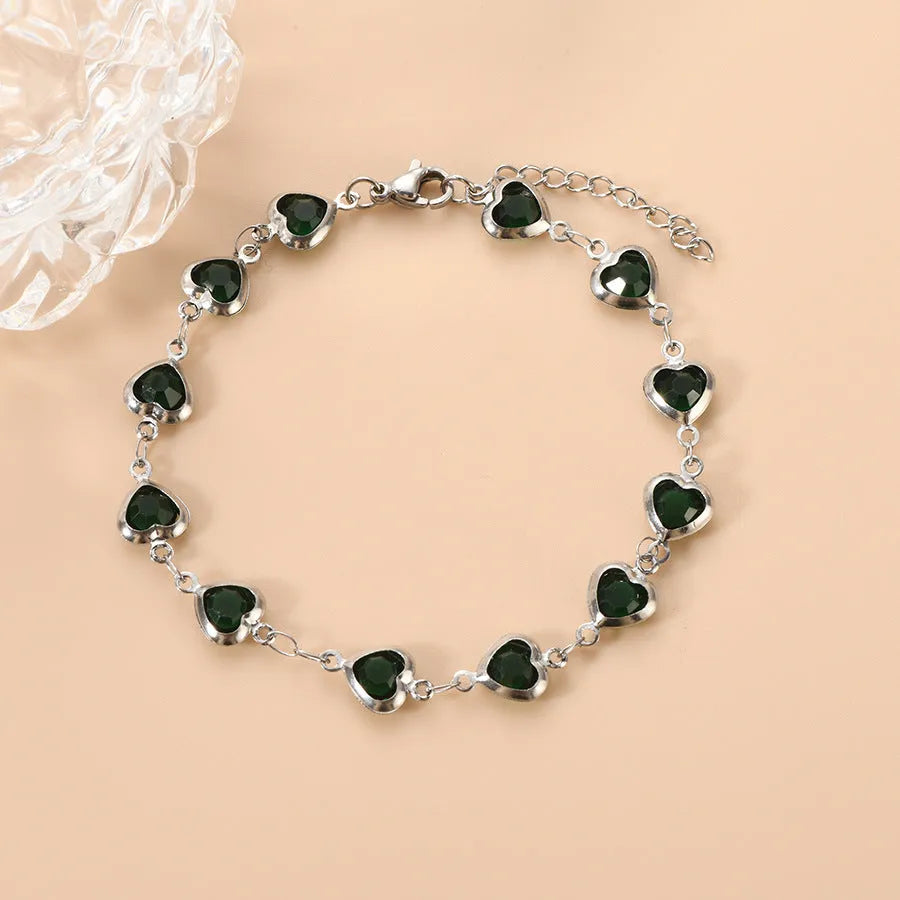 Geometric devil's eye stainless steel bracelet with colourful electroplated finish and oval pendant